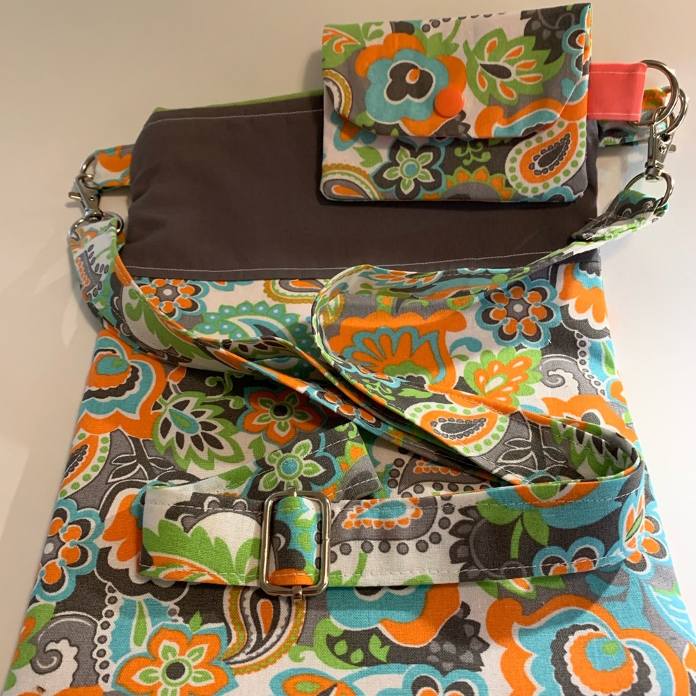 Handmade lined fabric purse with matching purse